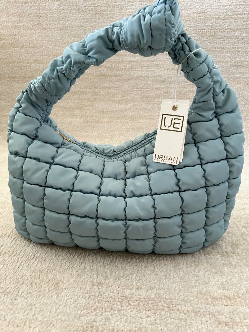 NWT Urban Expressions Blue Quilted Puffer Bag